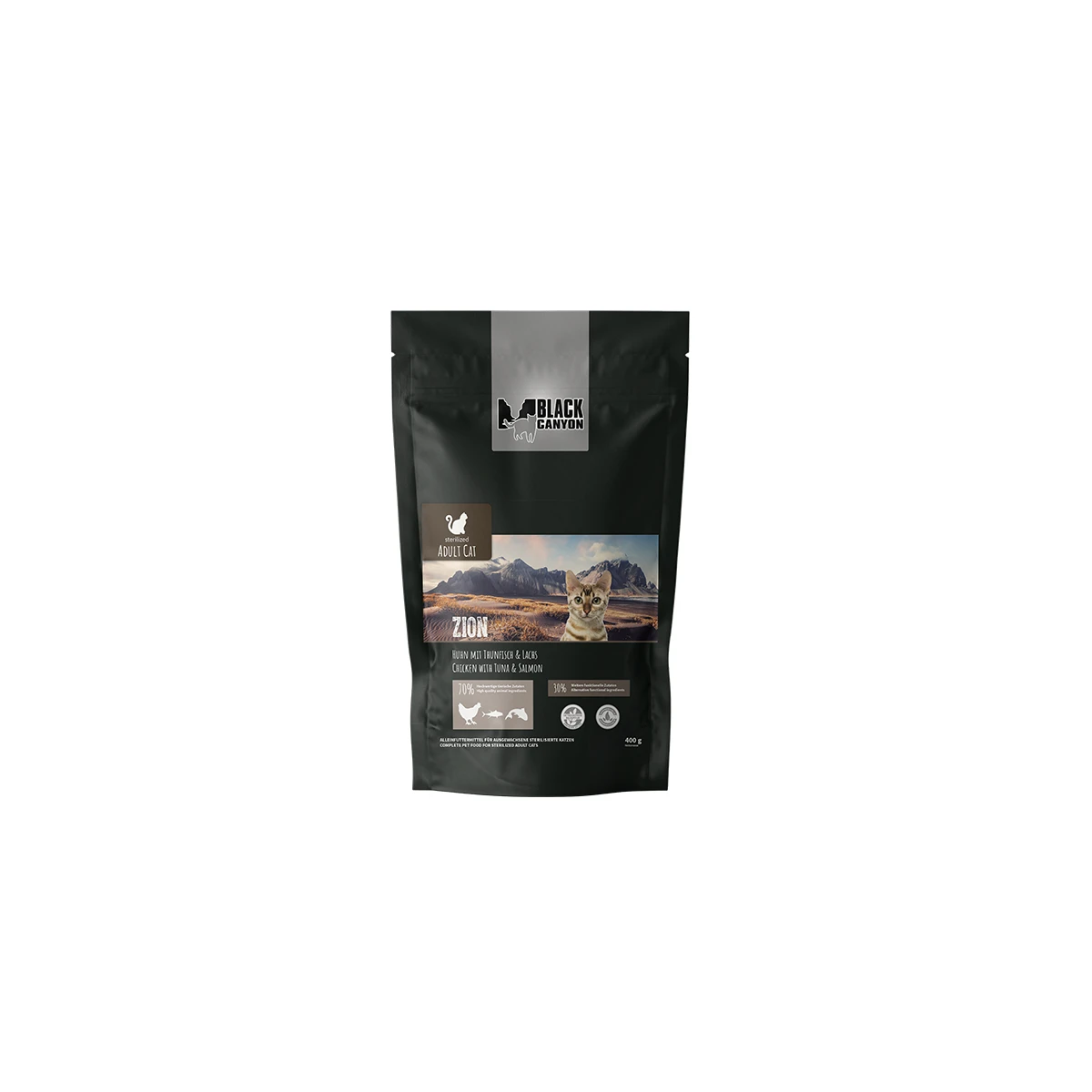 BLACK CANYON Cat Sterilized Zion Thunfisch & Lachs 400g. 1 BLACK CANYON Cat Sterilized Zion Thunfisch & Lachs 400g.